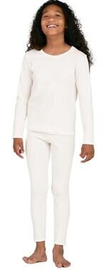 Girls 100% Cotton Thermal Underwear Long John Set Winter Base Layer Top Size Sm.